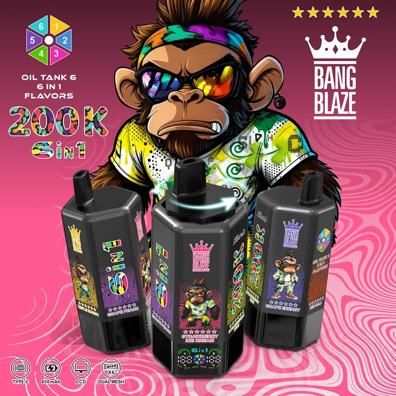 Bang Blaze 200K 200000 Puhanja | 6-u-1 Okus Punjivi Jednokratni Vape s LCD Zaslonom - Vapecroatia-Fokusirani na kvalitetnu vape veleprodaju i maloprodaju