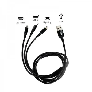Cable USB 3 in 1 – Type C / Micro Usb / Lightning 125 cm 2.8A