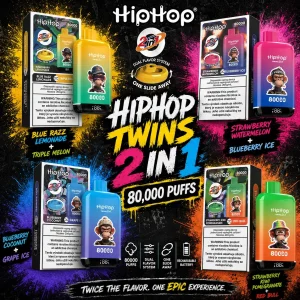 HIPHOP Twins 2-in-1 80K – Jednokratni Vape s Dva Okusa u Jednom Uređaju - Vapecroatia-Fokusirani na kvalitetnu vape veleprodaju i maloprodaju