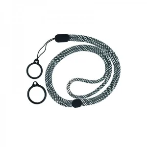 Round Adjustable Lanyard With 2 Silicone Rings Black + Grey (1kom)