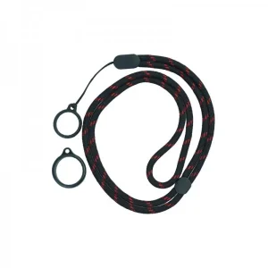 Round Adjustable Lanyard With 2 Silicone Rings Black + Red (1kom)