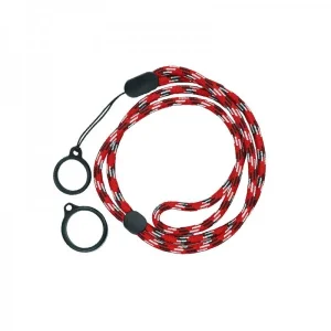 Round Adjustable Lanyard With 2 Silicone Rings Red + White (1kom)